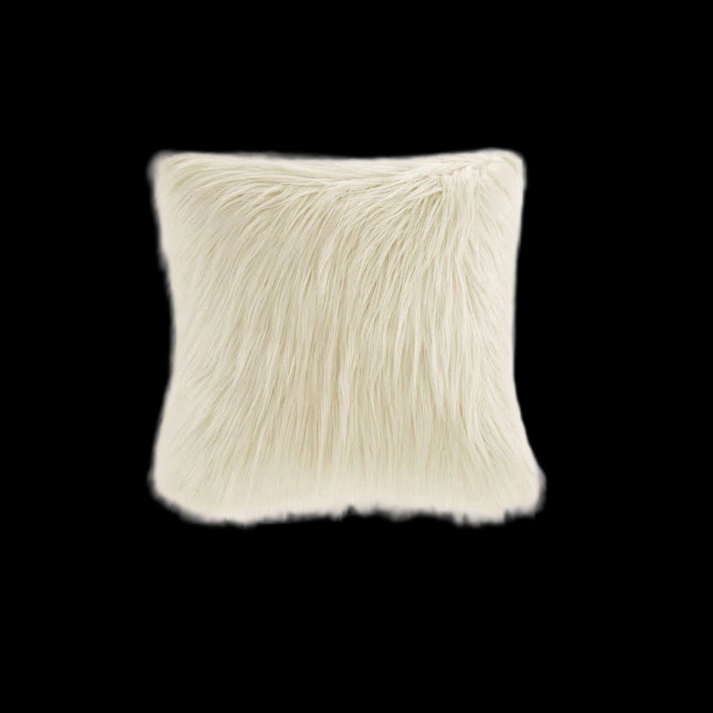Long Faux Fur Square Throw Pillow