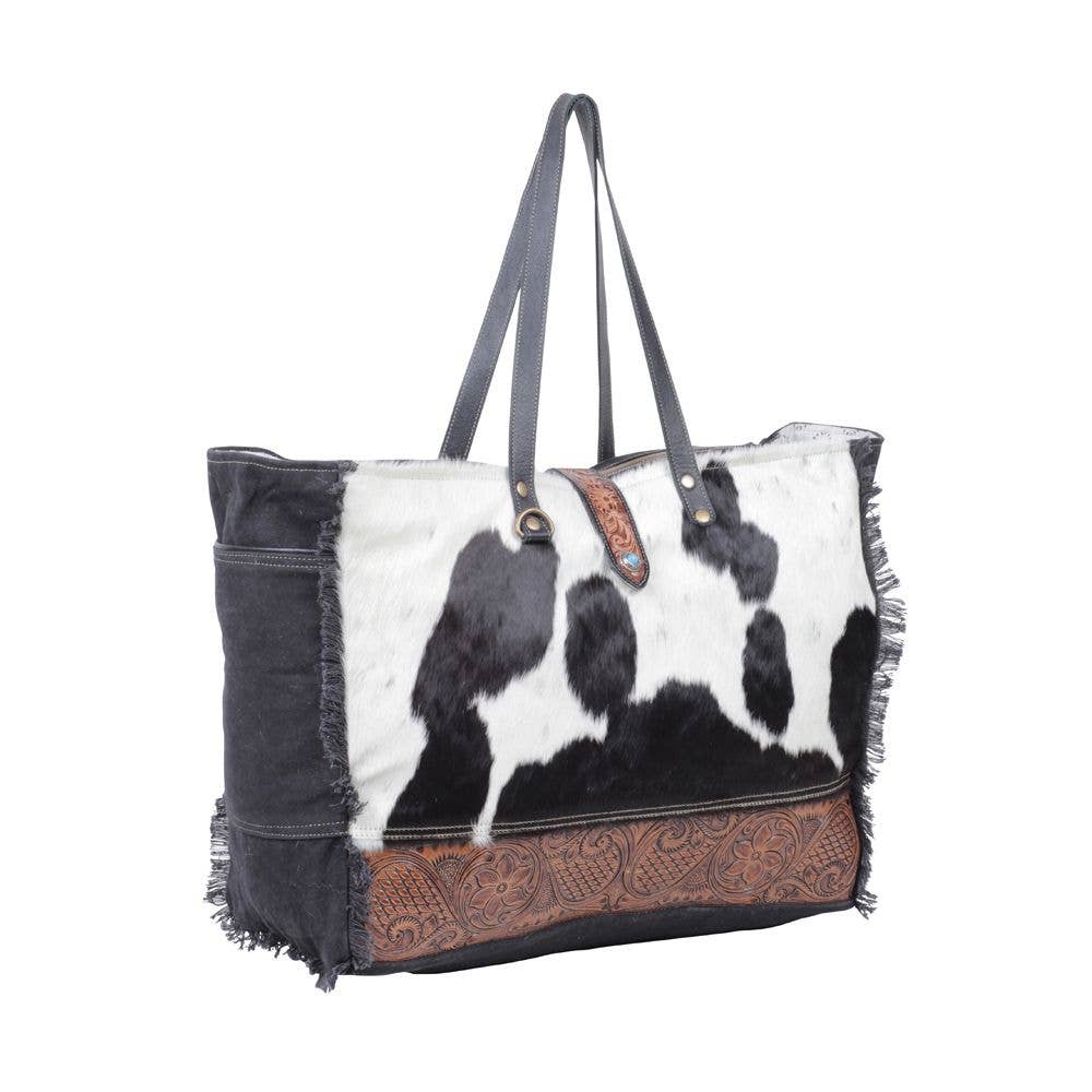 Myra Weekender Cowhide Tooled Leather Travel Overnight Bag