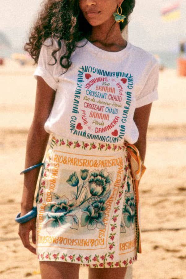 Vacation Print Asymmetrical Wrap Skirt