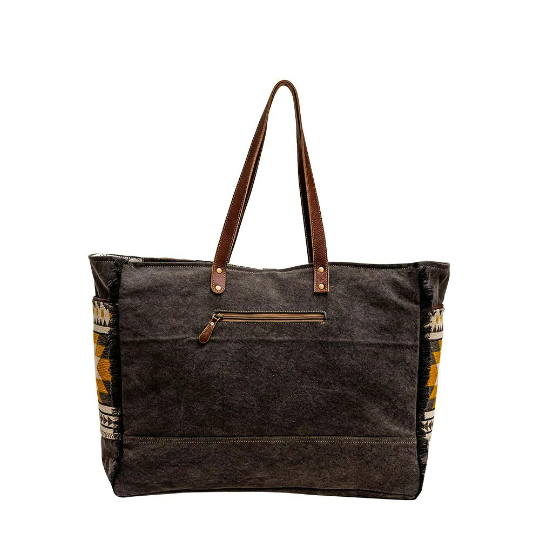 Myra Aztec Western Cowhide Travel, Overnight Weekender Bag