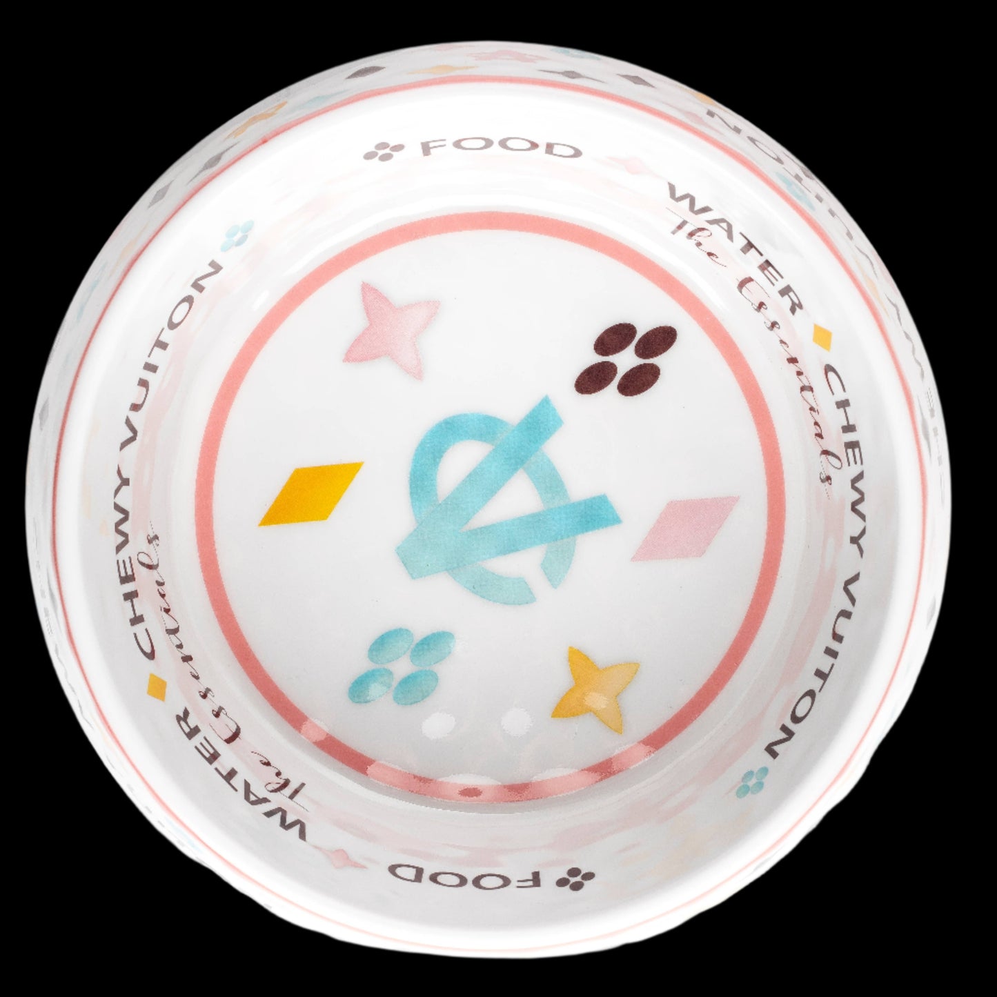 White Chewy Vuiton Dog Food | Water Bowl