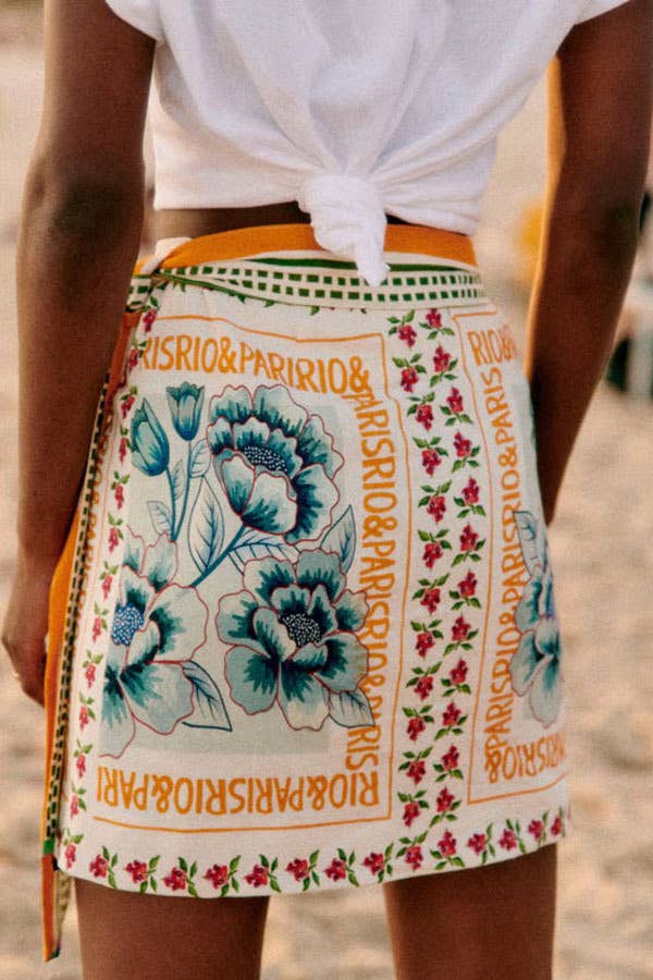 Vacation Print Asymmetrical Wrap Skirt