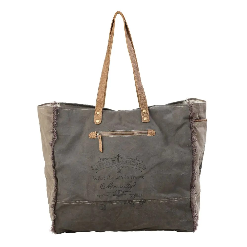 Myra Green Floral and Cowhide Weekender Travel Bag
