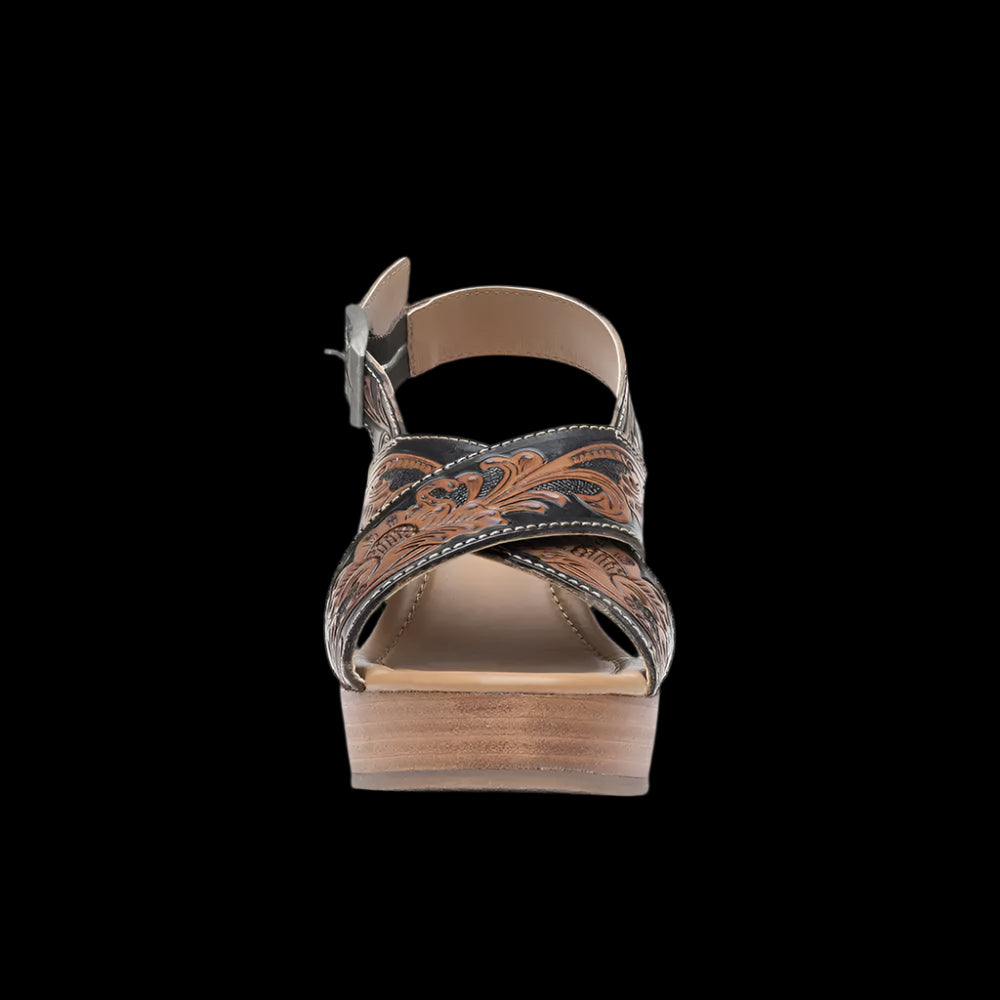 Beaming in Boho Hand-Tooled Leather Wedge