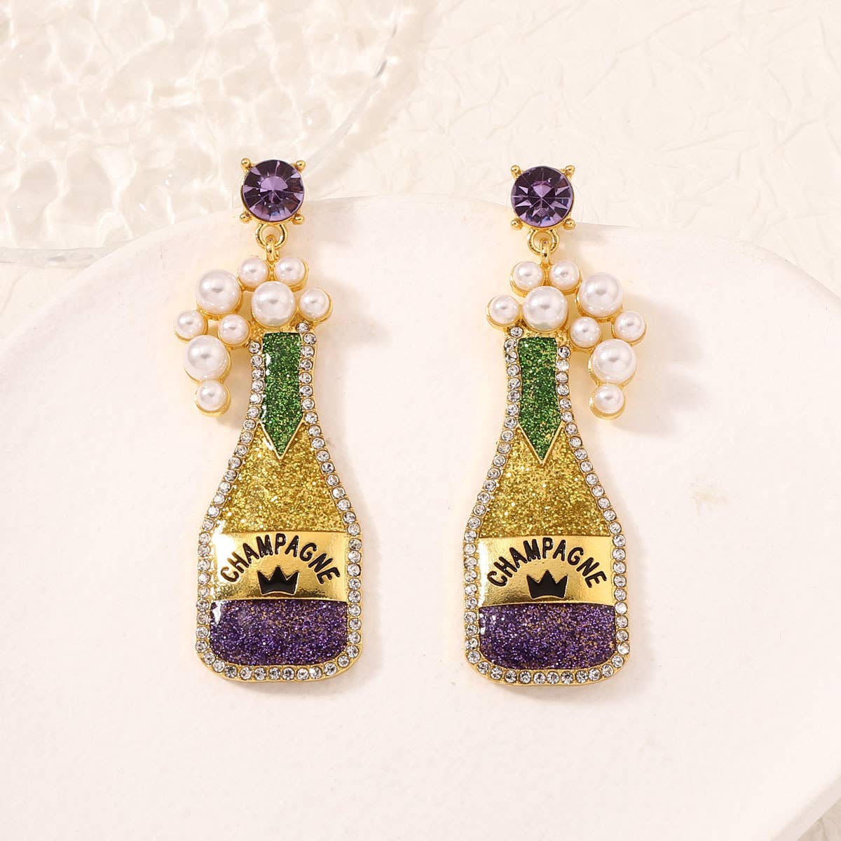 Champagne Crystal Glitter Earrings