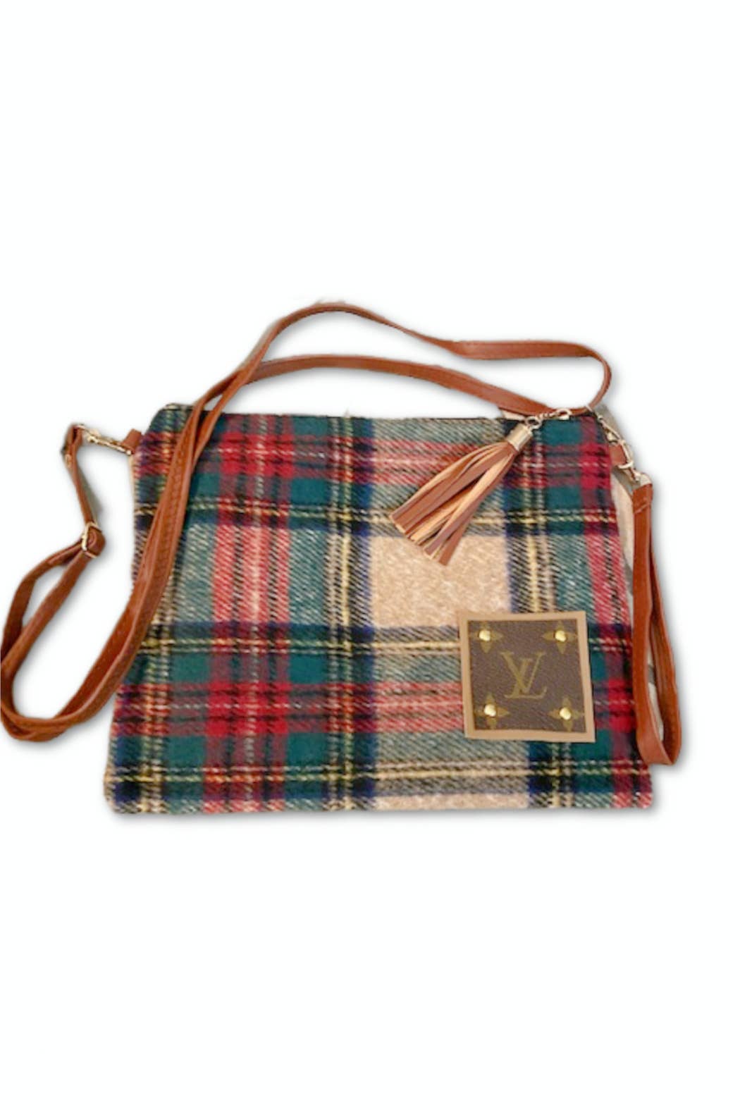 LV Upcycled 3 Way Tartan Plaid Wristlet Bag