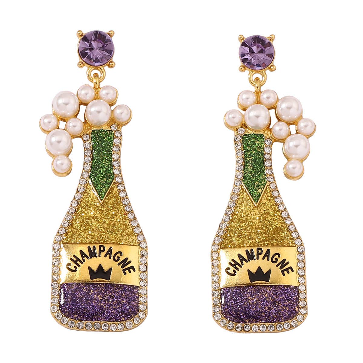 Champagne Crystal Glitter Earrings