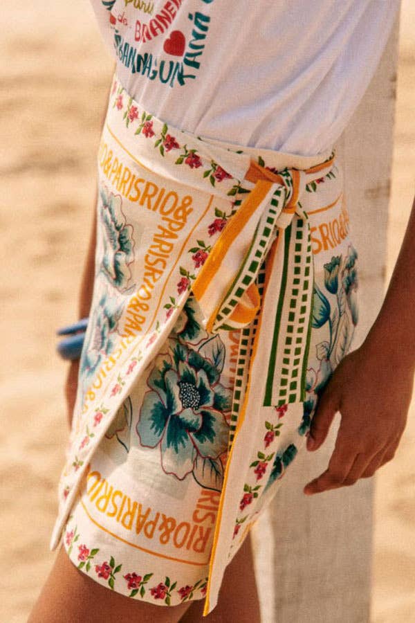 Vacation Print Asymmetrical Wrap Skirt