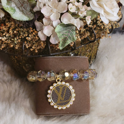 Authentic Upcycled LV Jumbo Crystal Beaded Bracelet