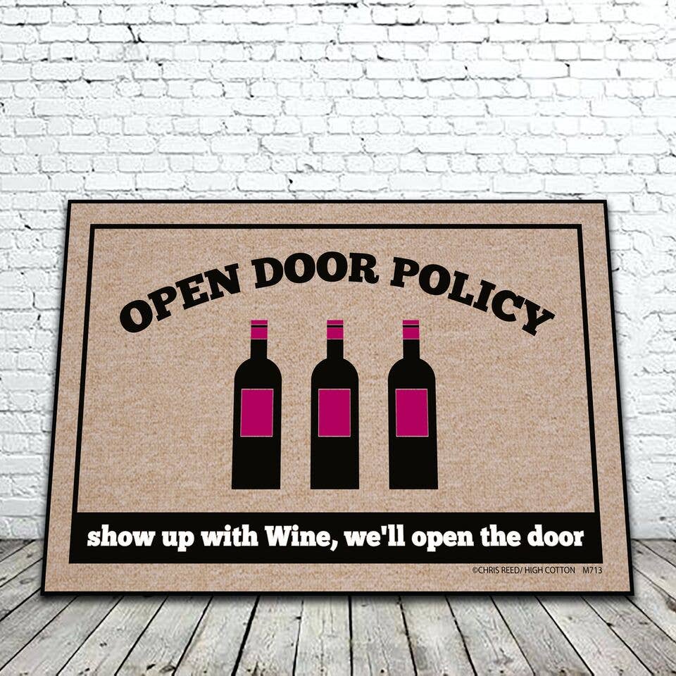 Open Door Policy Wine Mat