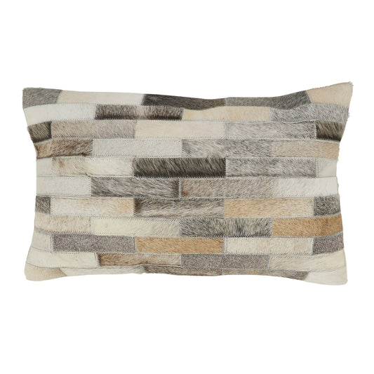Textured Hair On Leather Throw Pillow: Grey / Cover Only / 12"x20"