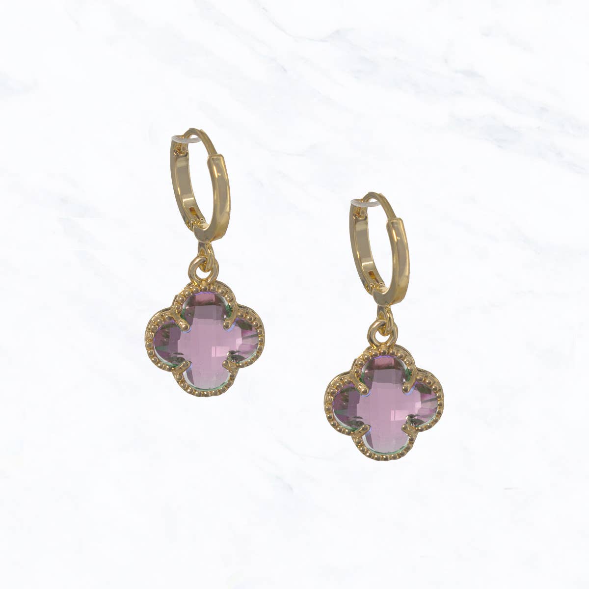 Rhinestone Flower Shaped Hoops: PINK