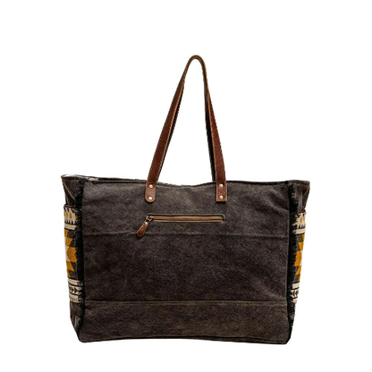 Myra Aztec Western Cowhide Travel, Overnight Weekender Bag