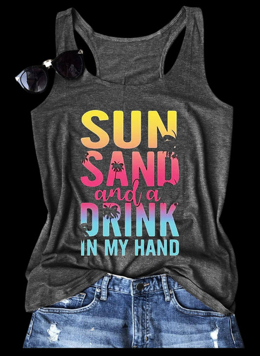 Resort Letter Print Casual Tank