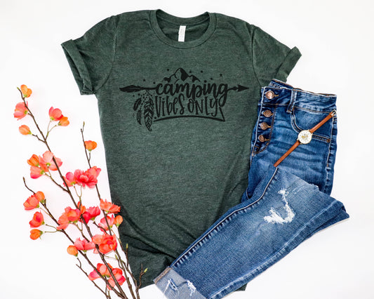 Camping Vibes Shirt, Mountain Feathers Arrow Outdoor T