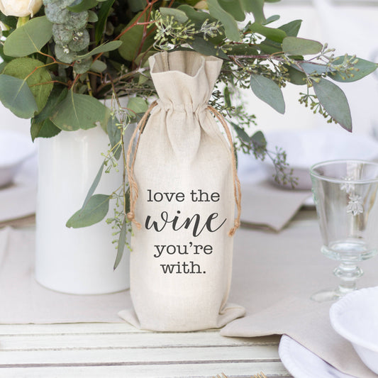 Love The Wine You're With Wine Bag: Natural Cotton/Linen