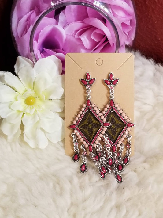 Upcycled LV Dangle Diamond Earrings
