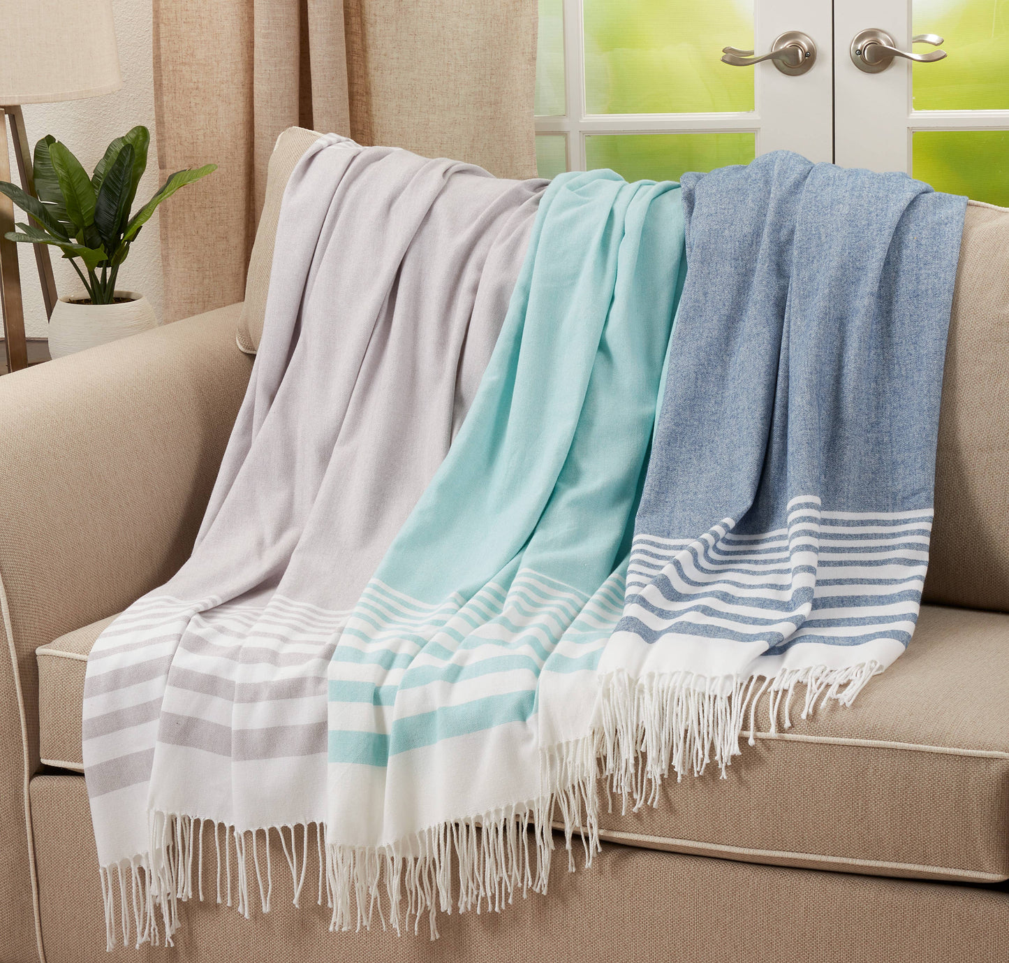 Striped Throw: Navy Blue / 50"x60"