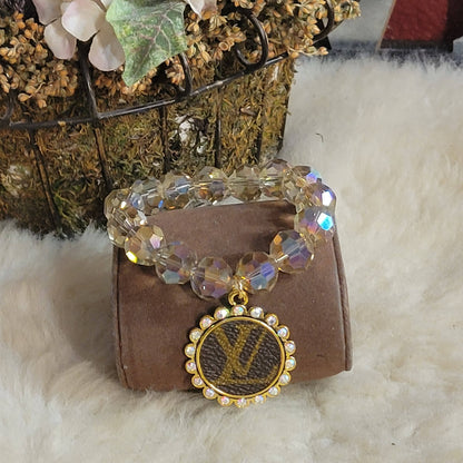 Authentic Upcycled LV Jumbo Crystal Beaded Bracelet