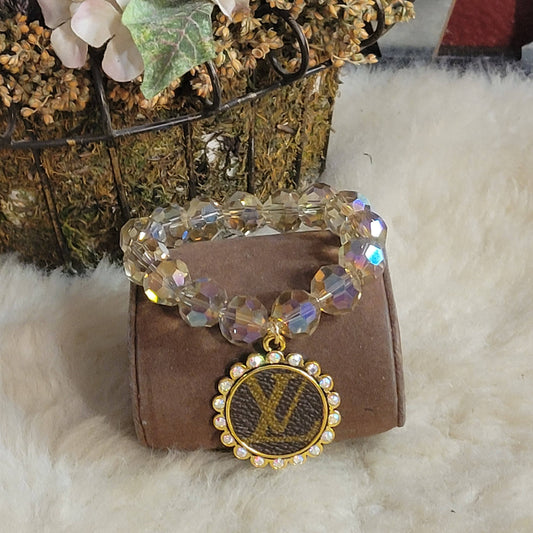 Authentic Upcycled LV Jumbo Crystal Beaded Bracelet