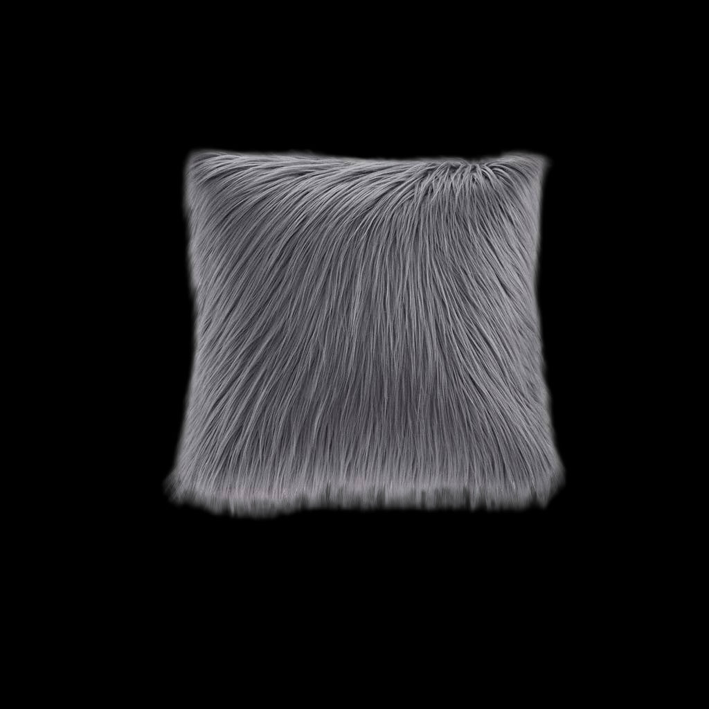 Long Faux Fur Square Throw Pillow