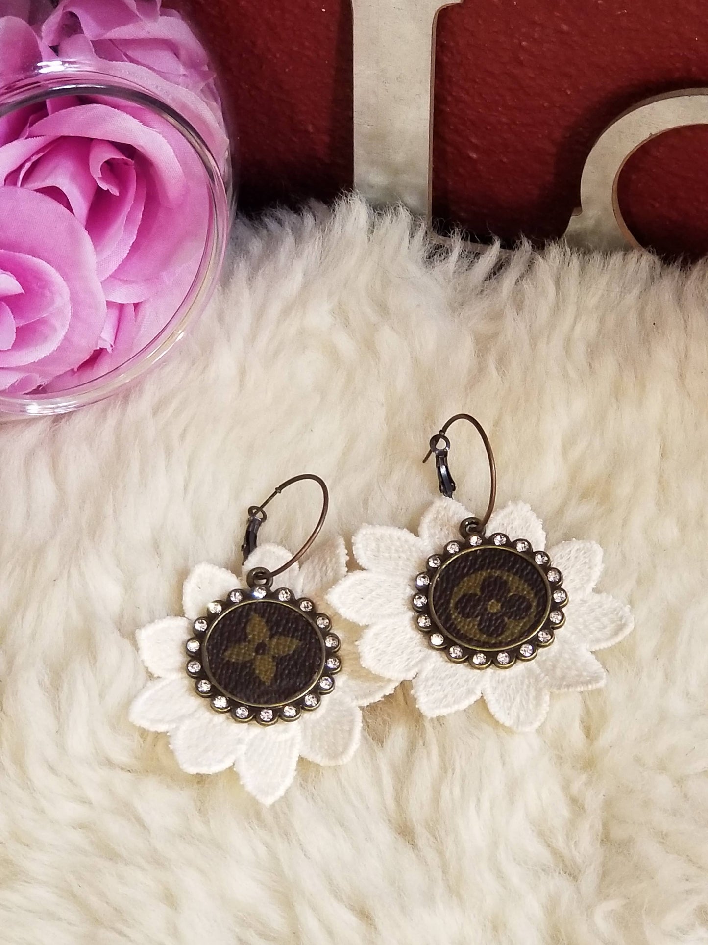 Upcycled LV Lace Earrings