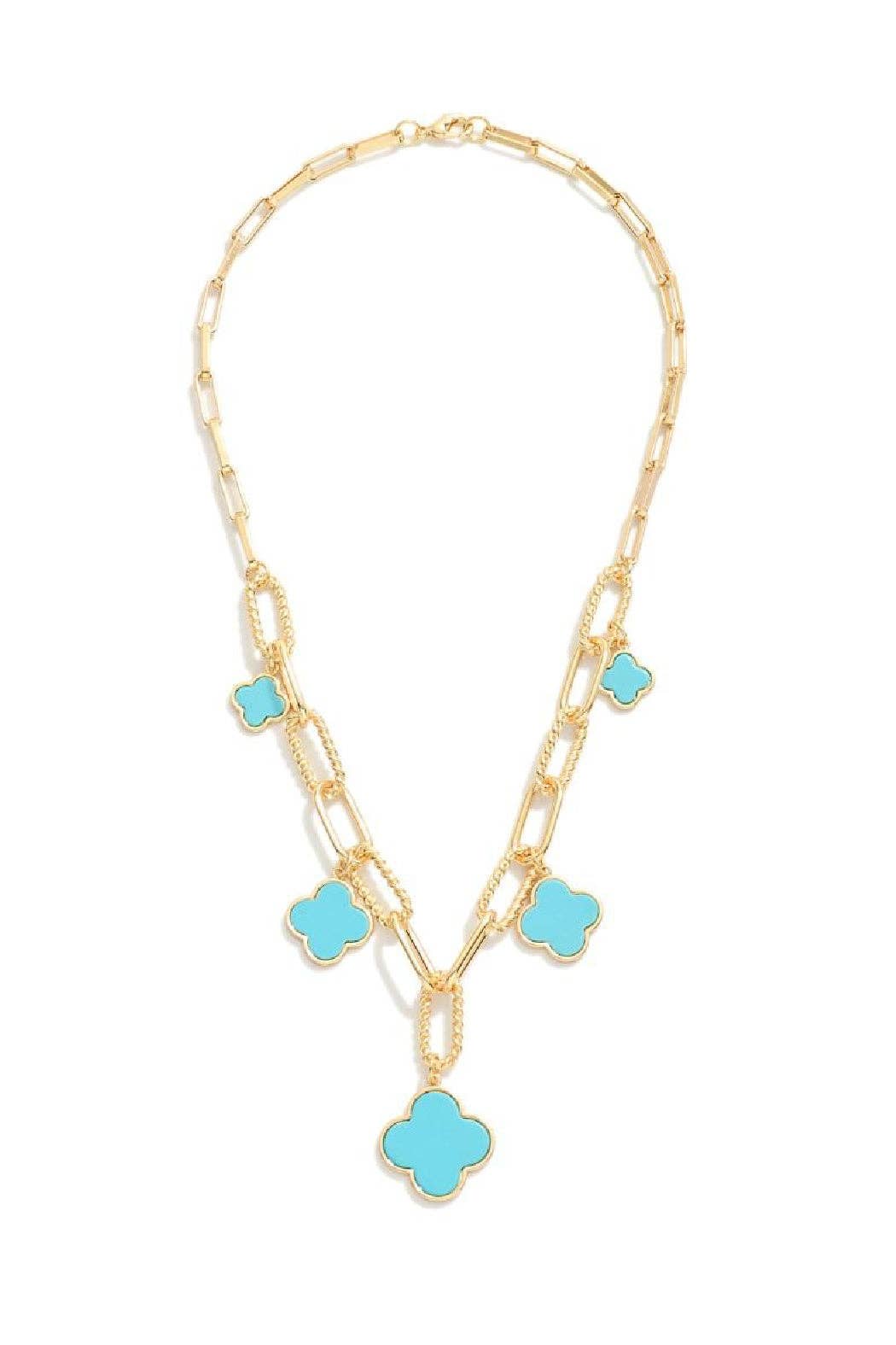 Graduated Quatrefoil Charm Necklace