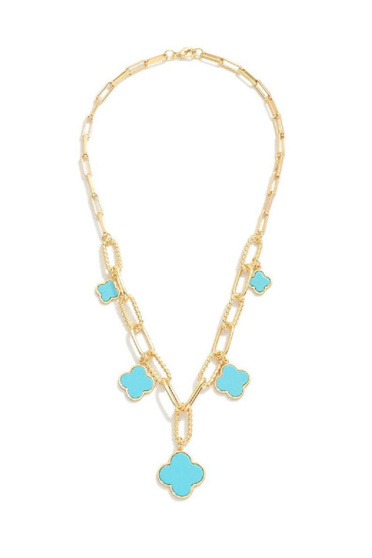 Graduated Quatrefoil Charm Necklace