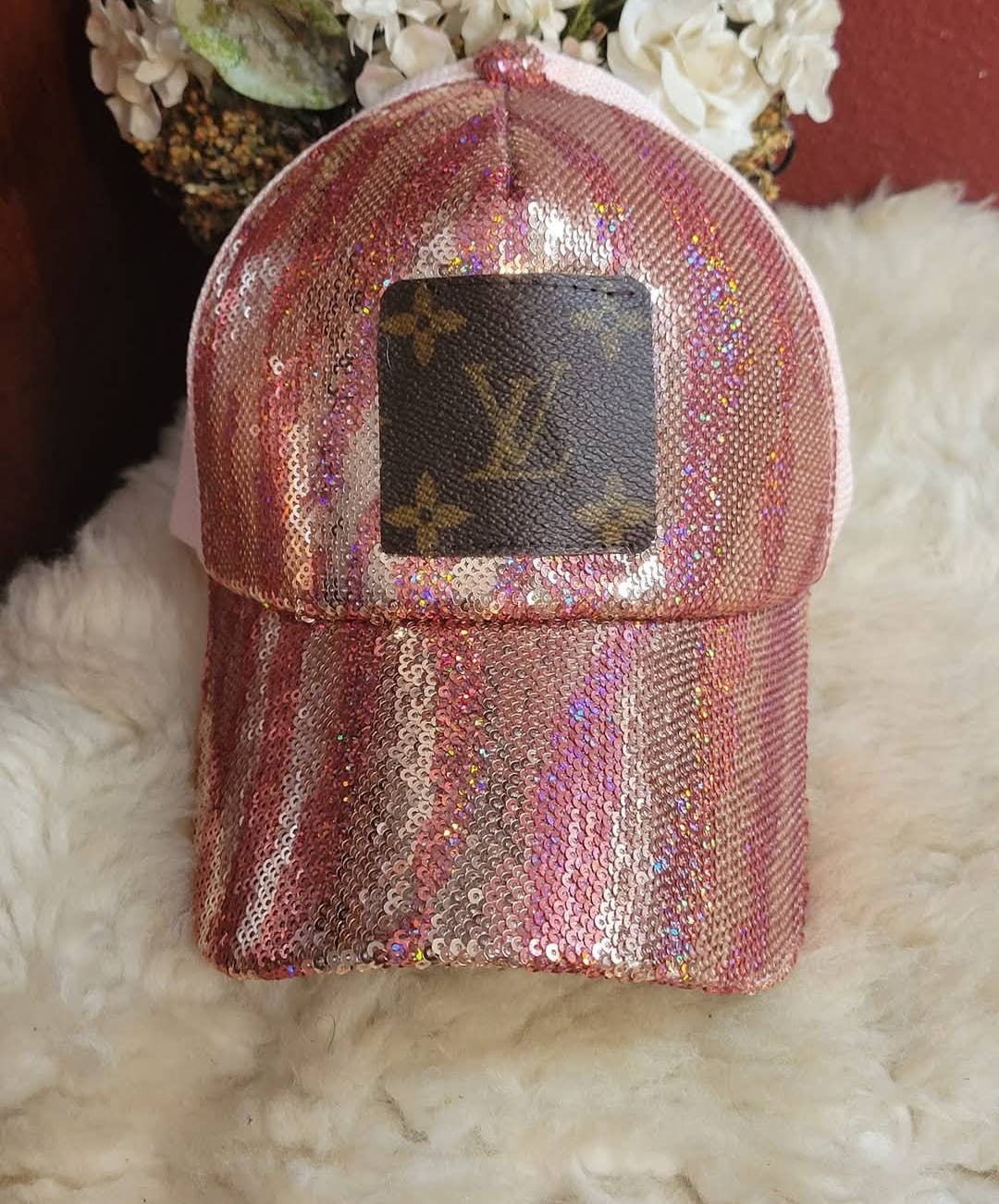 Upcycled LV Cap Holographic Pink