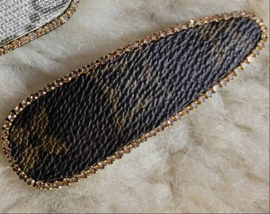 Upcycled LV Authentic Canvas Hair Clips