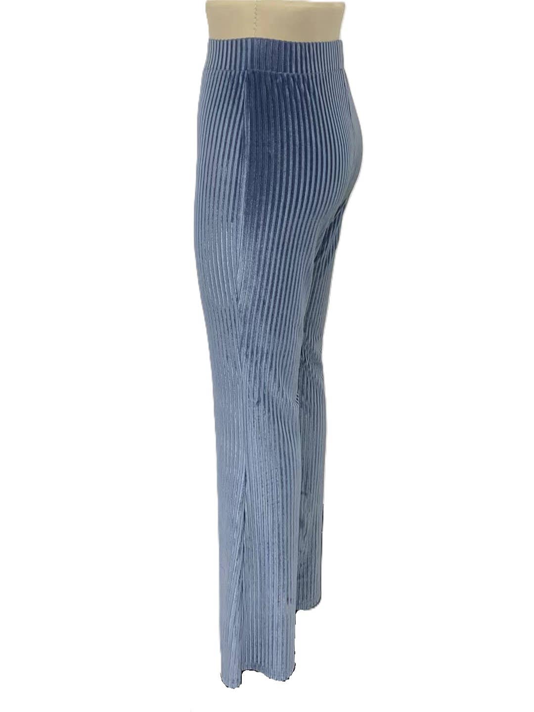 High-Waist Corduroy Plain Flared
