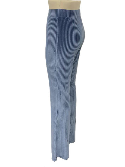 High-Waist Corduroy Plain Flared